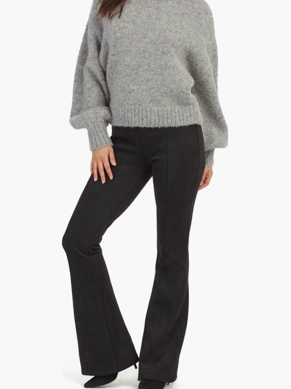 SPANX Faux Suede Navy Flare Ponte Pants